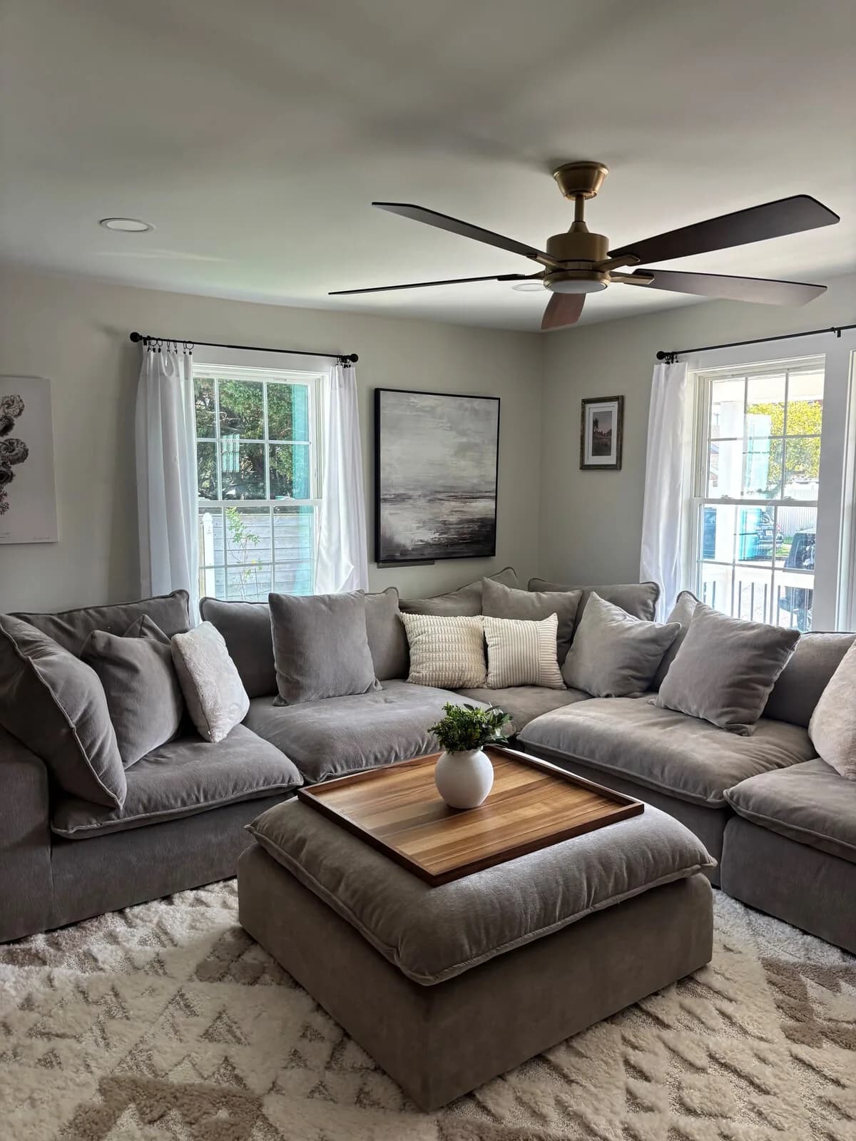 Oversized sectional anchoring the main living room